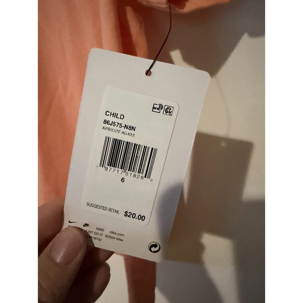 Nike Youth Shirt Size 6 Peach With White Logo T-shirt Tee Cotton Blend